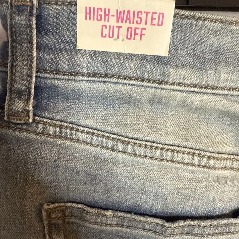 Pink Victoria Secret High‎ Waisted Cut off Shorts Womens 10 Blue Denim Frayed